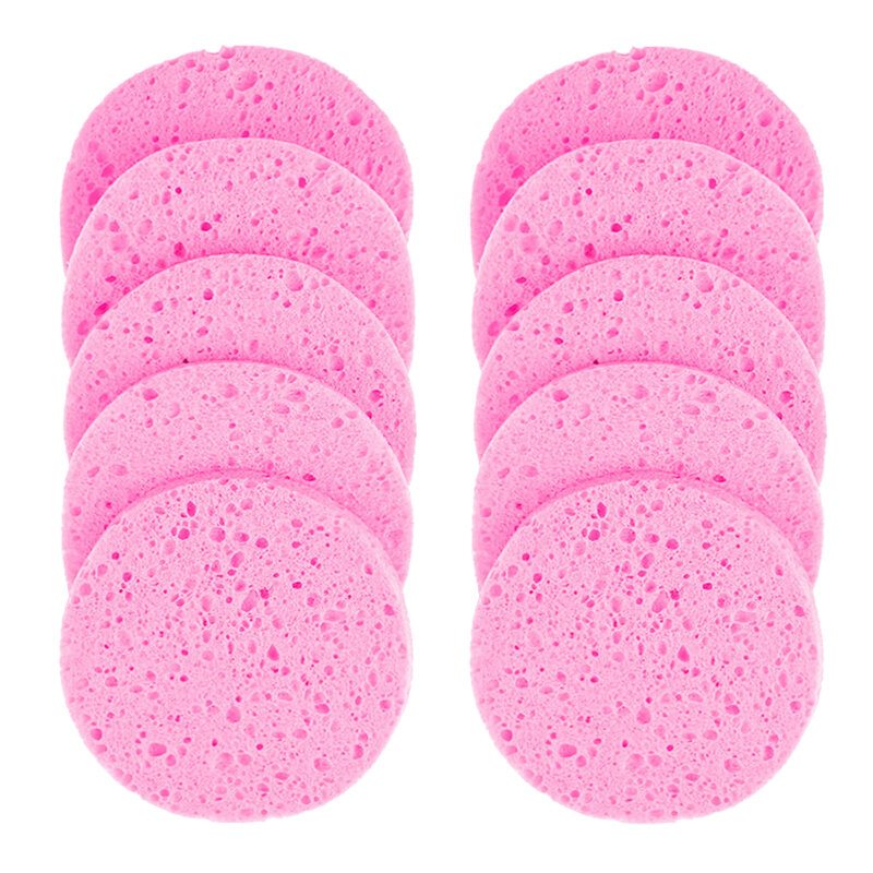 5/10pcs 6/7/8/9cm Face Round Makeup Remover Tool Natural Wood Pulp Sponge Cellulose Compress Cosmetic Puff Facial Washing Sponge