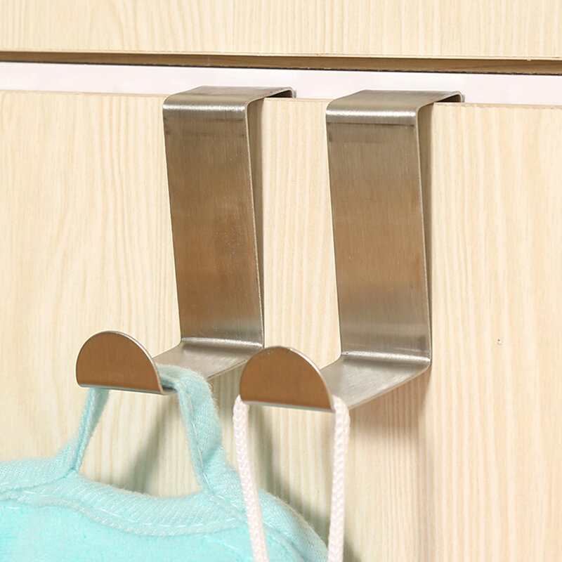 2pcs/lot Home Kitchen Door Stainless Steel Self Holder Hanger Hang Coat Hooks Drawer Cabinet Towel Clothes Pothook Dropshipping