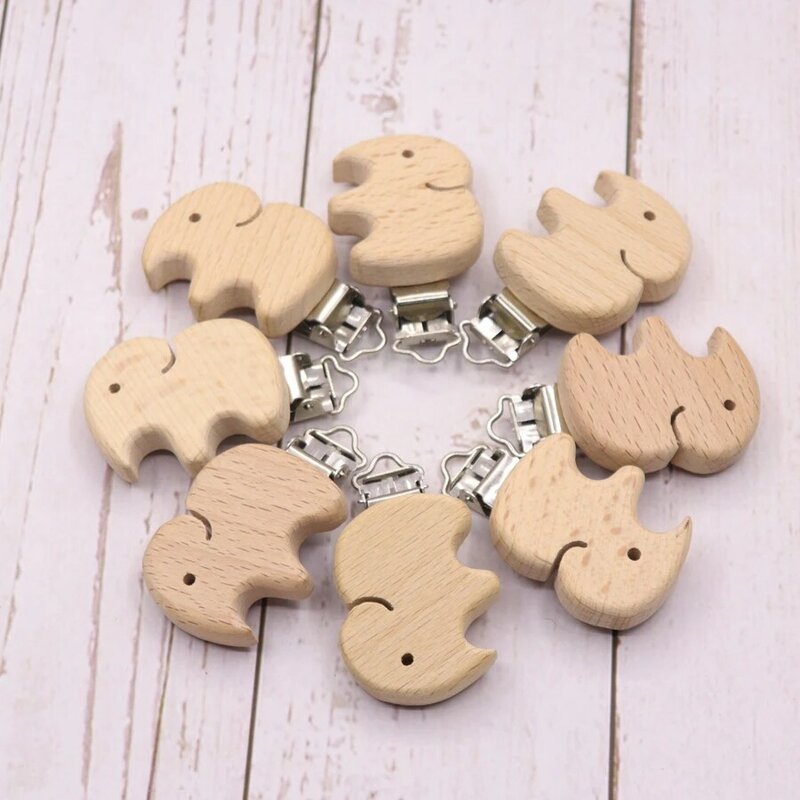 La Clip per ciuccio in legno non contiene 5 pezzi di composizione chimica stampa a due lettere regalo fai-da-te accessori per catena per ciuccio per bambini