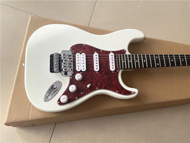 Alta qualidade creme-branco duplo-balanço guitarra fingerboard groove fan pode ser personalizado frete grátis
