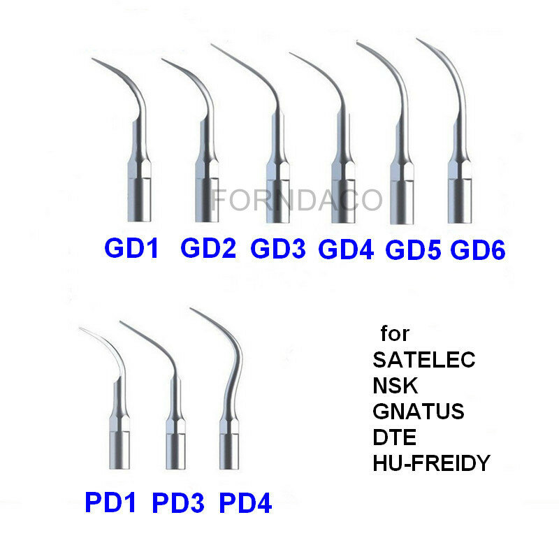 5pcs Ultrasonic Scaler Scaling Tips fit SATELEC NSK GNATUS DTE HU-FREIDY Handpiece Dental GD1 GD2 GD3 GD4 GD5 GD6 PD1 PD3 PD4