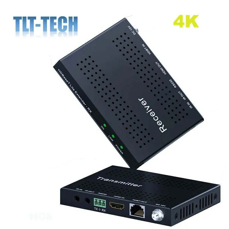 HDbaseT-extensor Industrial de 230 pies/70M, receptor transmisor, HDMI, compatible con IR direccional, RS232, EDID, un par
