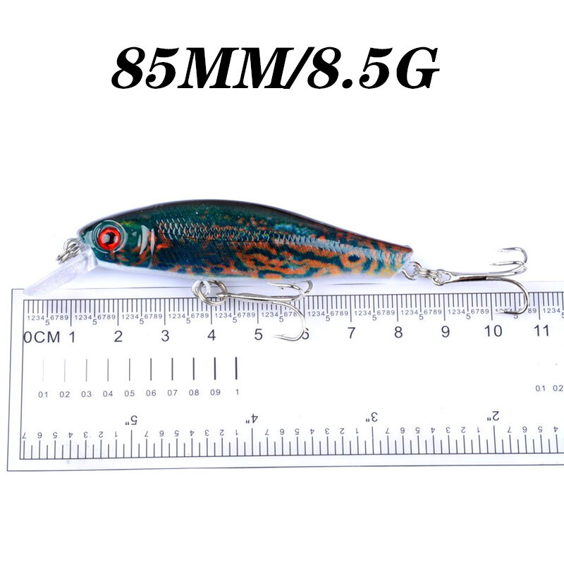 Kualitas Tinggi Ikan Kecil Memancing Umpan 8.5Cm 8.5G Plastik Dicat Wobblers 3D Mata Umpan Keras Buatan Pesca Bass Crankbaits mengatasi