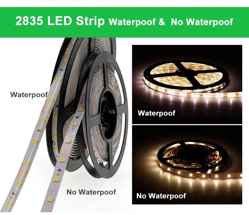 Bande lumineuse RGB LED étanche, 1m 2m 3m 4m 5m, 2835, DC 12V, 60 diodes/m, ruban d'éclairage flexible, blanc chaud/bleu