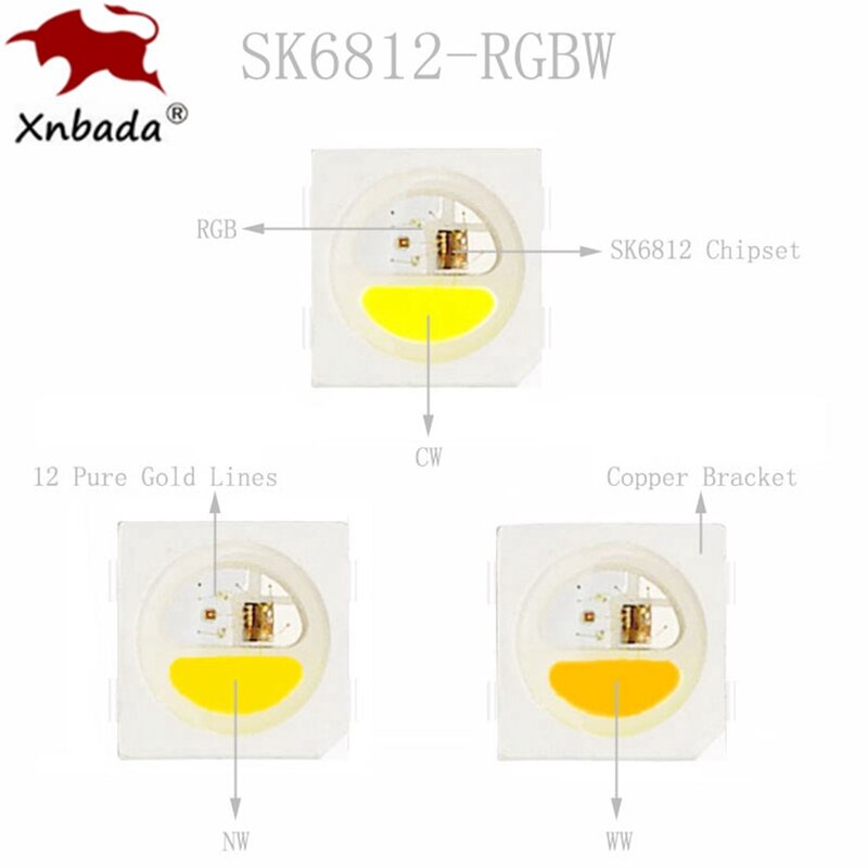 Bande Lumineuse LED SK6812 RGBW 4 en 1, Similaire à WS2812B 30 60 144 gible/m, Adressable Individuellement, IP30 65 67 DC5V