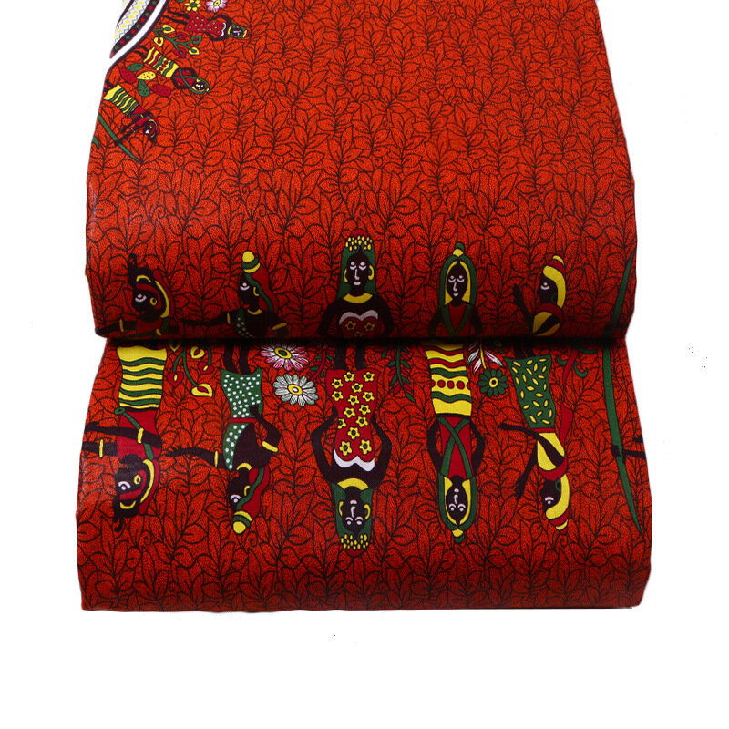 100% Cotton Red African Traditional Print Veritable Ankara Guarantee Real Wax Pagnes African Wax 6Yards