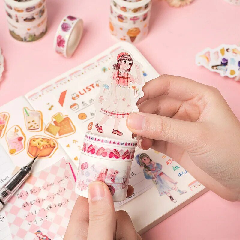 3 pcs/pack Love Travel Fancy Dessert Washi Tape Set Adhesive Tape DIY Scrapbooking Sticker Label Masking Craft Tape