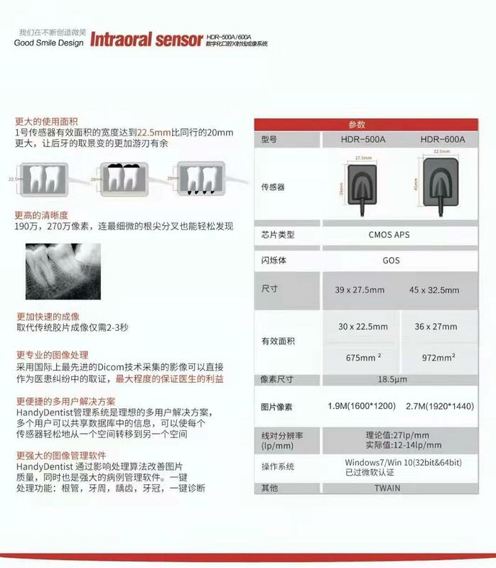 Sensor de rayos x Digital para odontología, sistema de imagen Intraoral, HDR500A 600A, gran tamaño