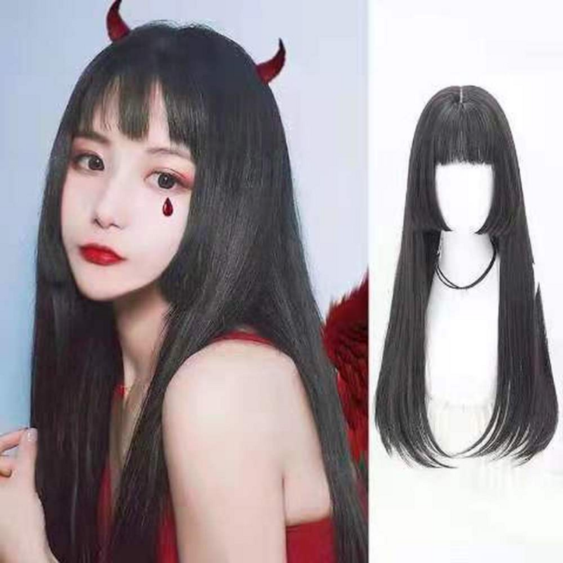 Long Straight Synthetic Lolita Cosplay Costumes Wig with Bangs Anime Bangs Golden Pink Multiple Colour Hair Wigs for Women
