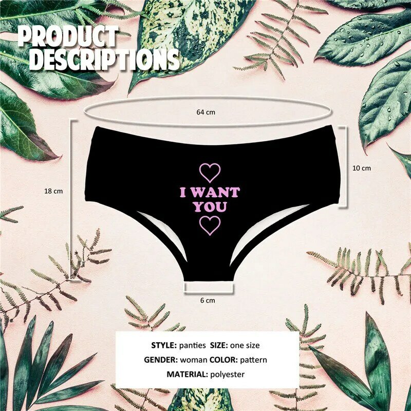 DeanFire Super Soft 3D Panties Women Underwear I WANT YOU Funny Print Kawaii Push Up Sexy Briefs Lingerie Thong for Female