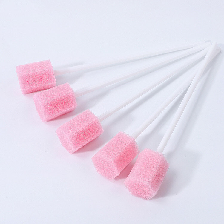 100 pces que limpam a boca esfrega a esponja do escarro da espuma vara para o uso médico oral cuidado oral descartável dente do cotonete da esponja do cuidado oral