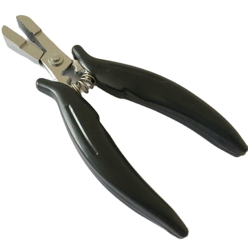 1Pc Black Flat Shape Plier with Small Grooves Pre-Bonded Hair Extension Clamp