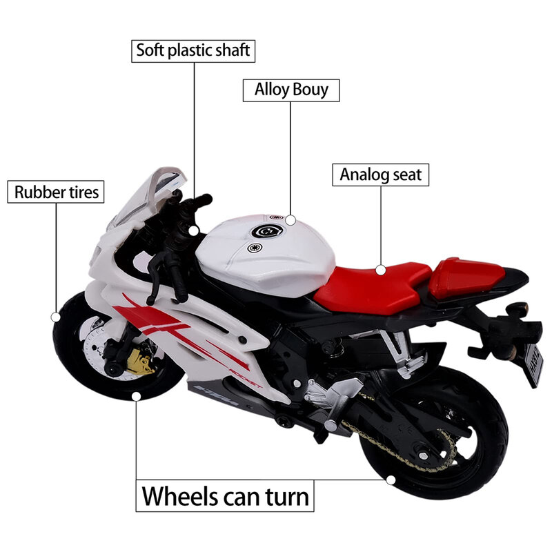 Coche de plástico para niños, juguete de colección de vehículos todoterreno, modelo de oficina, simulación de motocicleta portátil fundido a presión, 1:18