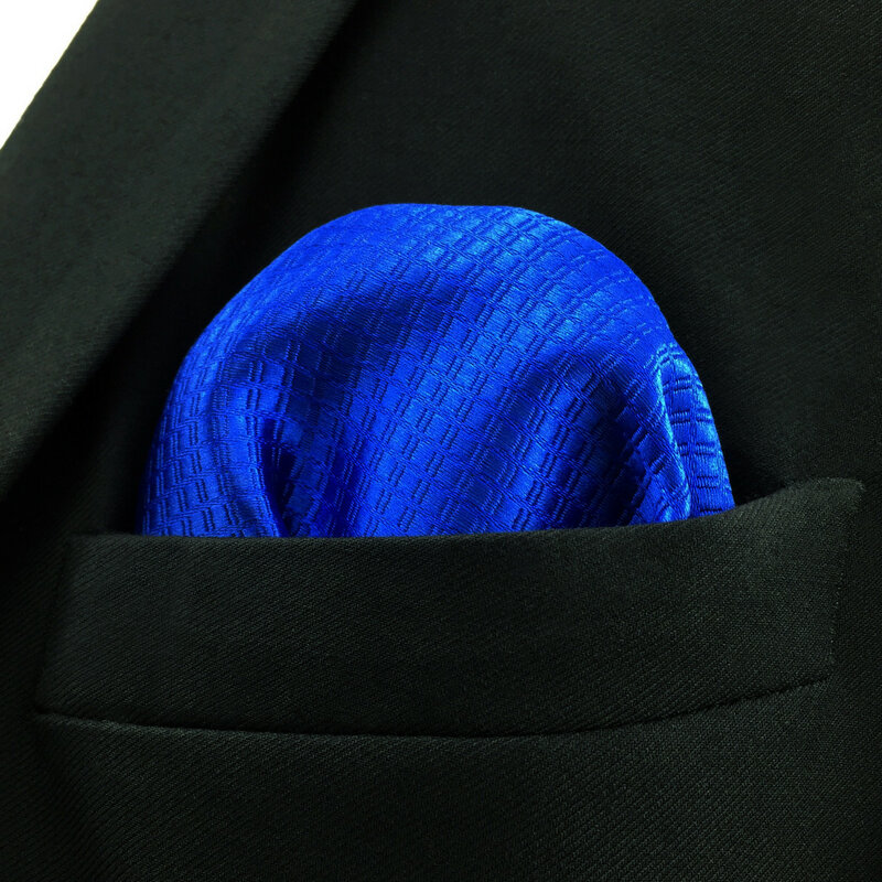 Pañuelo cuadrado de seda para hombre, pañuelo colorido de color azul sólido, ideal para boda, fiesta, regalo