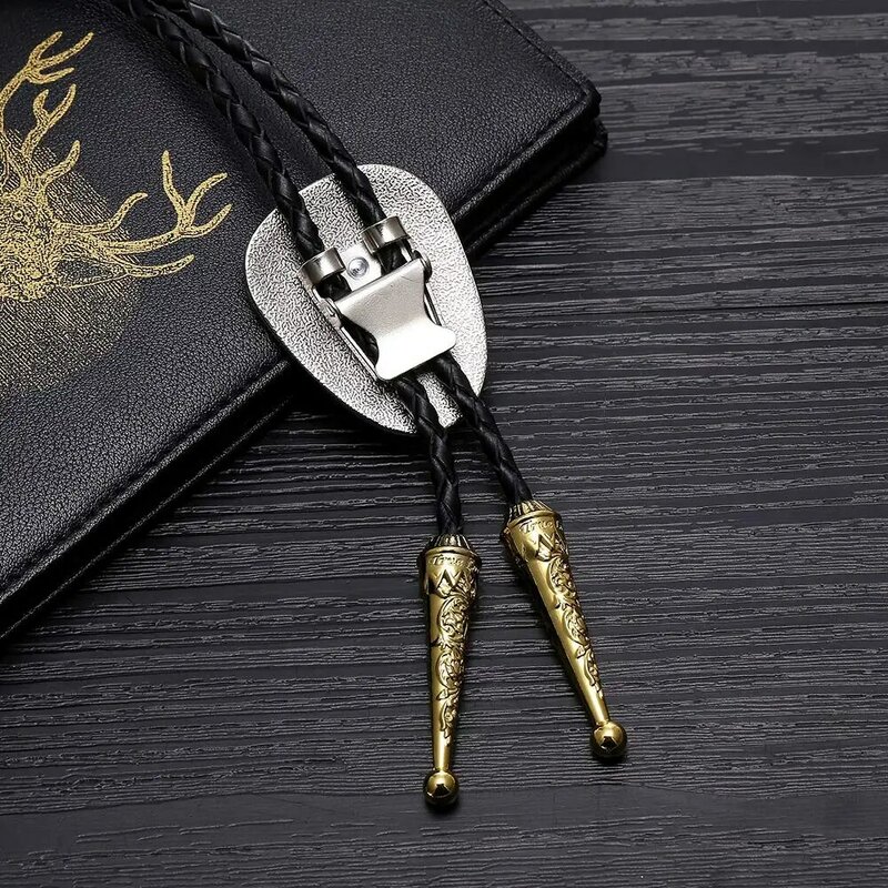 Gold eagle bolo tie for man cowboy western cowgirl lather rope zinc alloy necktie