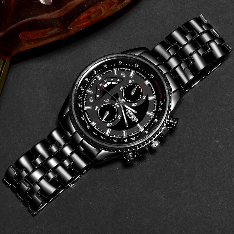ファッション黒ステンレス鋼メンズ腕時計トップブランドの高級メンズ腕時計ビジネス男性時計スポーツウォッチhodinkyリロイhombre