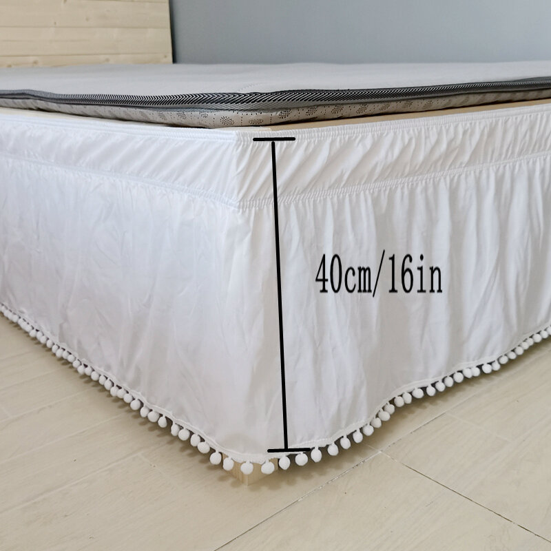 Постельная юбка, белая эластичная рубашка для кровати с запахом, без отделки кровати, двойная/полная/Королевская/двуспальная, высотой 40 см, для использования в домашних гостиницах #/