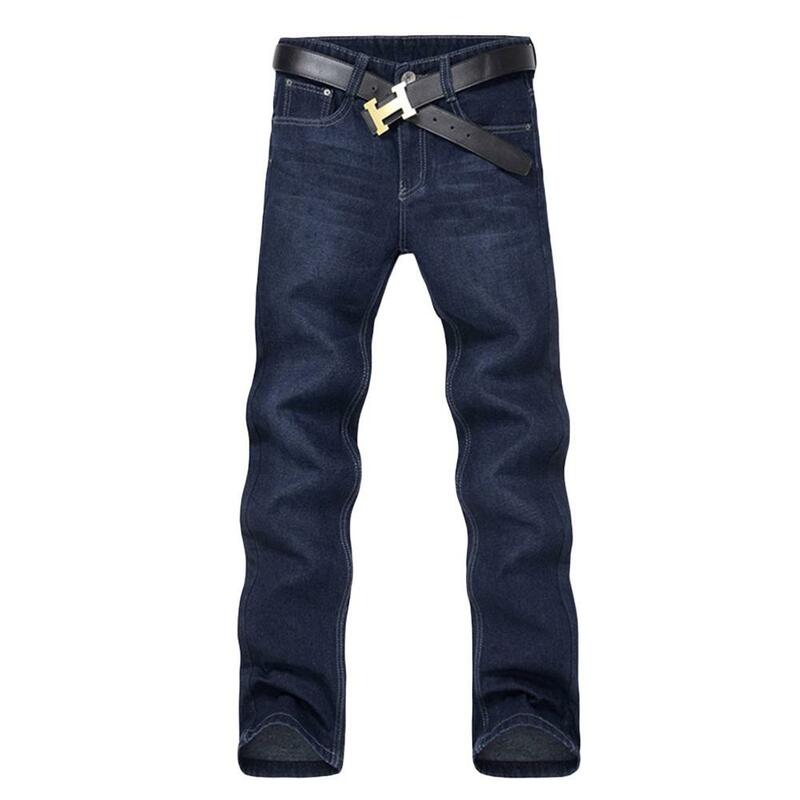 2023 celana panjang pria celana Jeans Denim lurus sedang naik