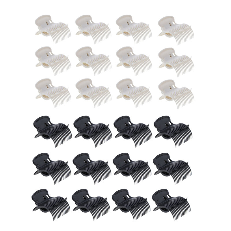 12 Pieces Universal Plastic Clips for Heated Rollers - Beige/Black