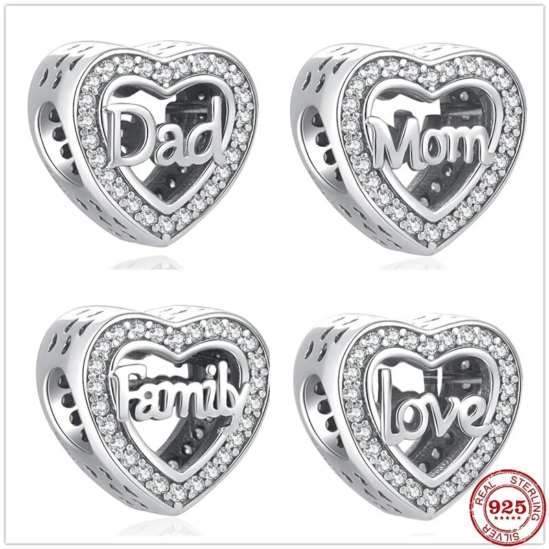2023 Nieuwe Hot Koop 925 Sterling Zilver Dad Mom Liefde Familie Bead Charm Fit Originele Pandora Armband Voor Vrouwen Diy sieraden Geschenken
