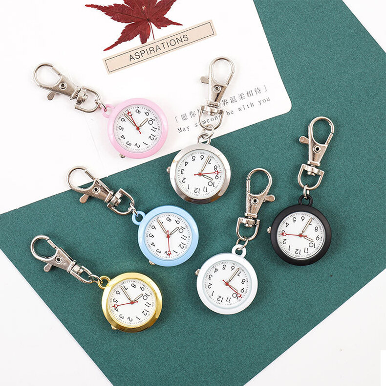 ALK FOB 간호사 포켓 시계 블랙 간호사 시계 키 체인 병원 시계, 핑크 야광 시계 의사 간호 선물, 드롭 배송 핫스