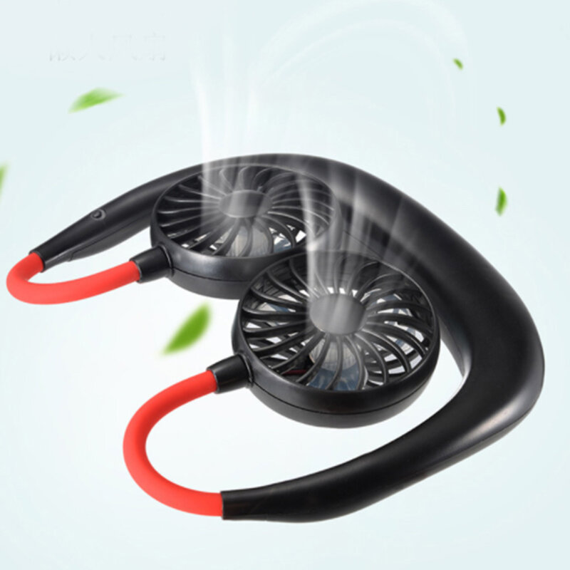 Przenośna szyjka wentylator głośnomówiący darmowy USB Mini Fan sportu leniwy szyi do zawieszenia 3 regulowana prędkość poziom podwójne wentylatory chłodzące Dropshipping