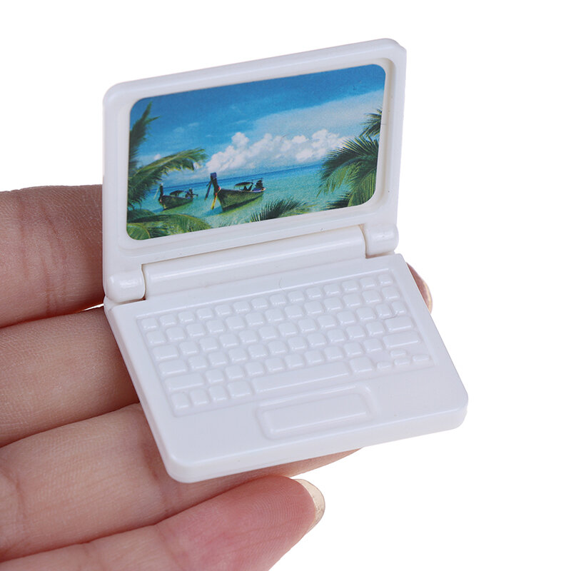 ตุ๊กตา House Miniature Modern คอมพิวเตอร์เฟอร์นิเจอร์สำหรับของเล่นเด็กเฟอร์นิเจอร์สำหรับตุ๊กตาแล็ปท็อปคอมพิวเตอร์สีสุ่ม