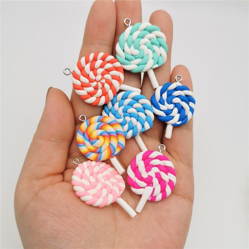 10Pcs Slime Charms Colorful Lollipop Soft Clay Plasticine Slime Accessories Beads Making Supplies For DIY Scrapbooking Crafts