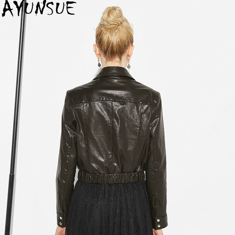 AYUNSUE женская зимняя куртка из натуральной овчины, Женская куртка из 100% натуральной кожи, женские мотоциклетные пальто и куртки