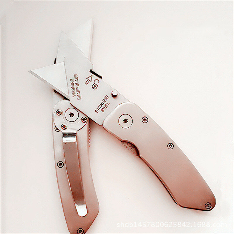 Cuchillo trapezoidal plegable para exteriores, hoja artística de acero inoxidable, 10 cuchillas