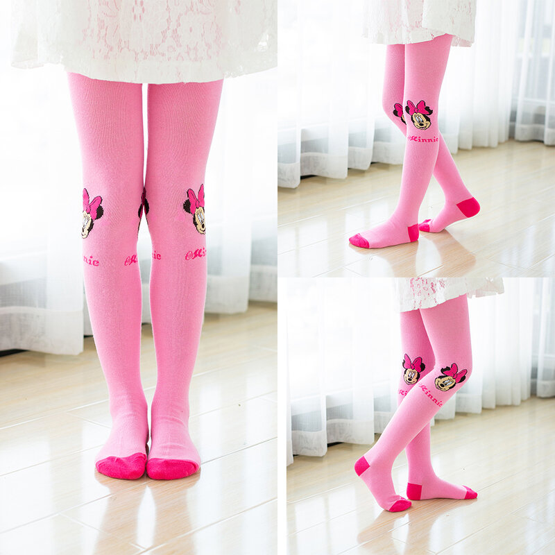 Disney Pantyhose สาว Hello Kitty การ์ตูนฝ้าย Tights สำหรับทารกน่ารักสีชมพูสีเทาถักถุงน่องสาวเหมาะสำหรับ2-10Y