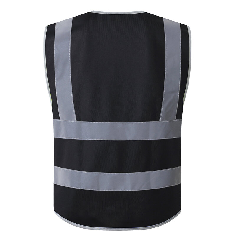 SFvest Safety เสื้อกั๊กสะท้อนแสงก่อสร้างอาคารเสื้อกั๊กเสื้อผ้าความปลอดภัยทำงานเสื้อกั๊กหลายกระเป๋าเสื้อกั๊กสีดำ