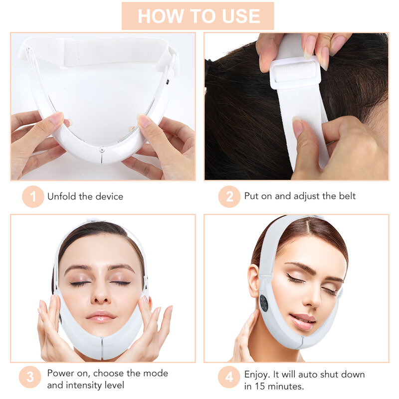 VIP Link-Dispositivo de estiramiento Facial EMS, terapia de fotones LED, masajeador de vibración para adelgazar la cara, dispositivo de elevación de línea en V de doble mentón