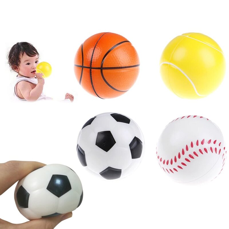 63Mm Kinderen Zachte Voetbal Basketbal Honkbal Tennis Speelgoed Schuim Spons Decompressie Vent Stress Ballen Voetbal Anti Stress