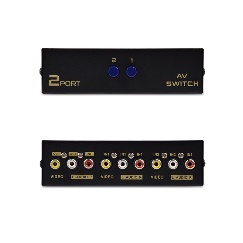 2 Port Audio Video RCA Switch Splitter Selector AV signal RCA Composite Cable for TV DVD Player XBOX PS2 AV Switcher FJ-201AV