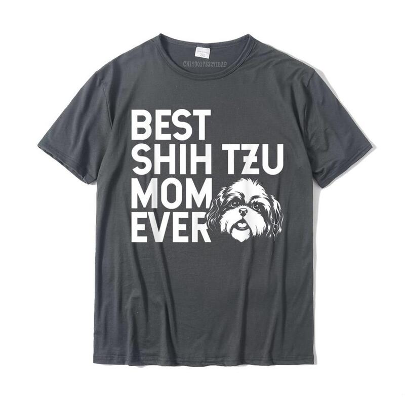 Najlepsza Shih Tzu mama kiedykolwiek dla kobiet Shih Tzu koszulka Camisas Hombre fajna koszulka dla mężczyzn bawełna topy koszula dopasowana, w stylu Casual