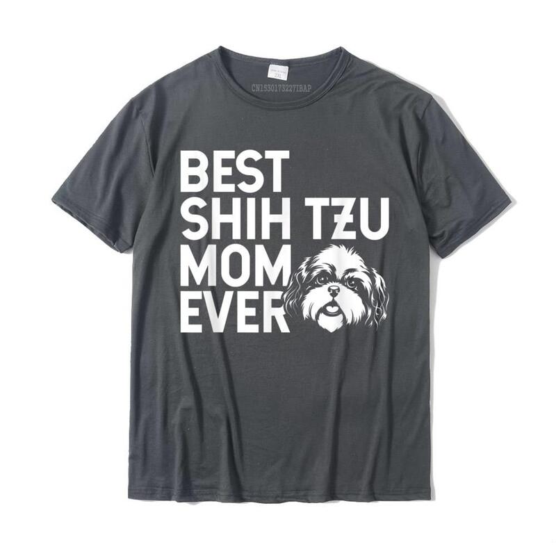 Best Shih Tzu Mom Ever For Women Shih Tzu T-Shirt Camisas Hombre Cool T Shirt For Male Cotton Tops Shirt Casual Fitted