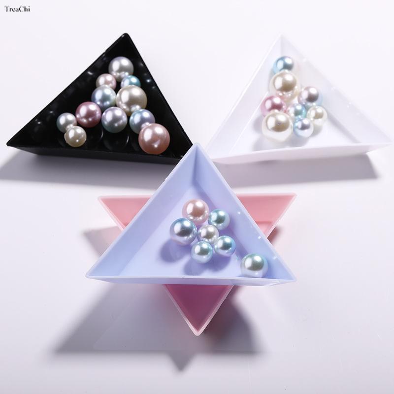 네일 쥬얼리 비즈 정리용 삼각형 플레이트, 라인석 다이아몬드 보관 디스플레이, 플라스틱 트레이, 7x2.5cm, 5 개, 10 개