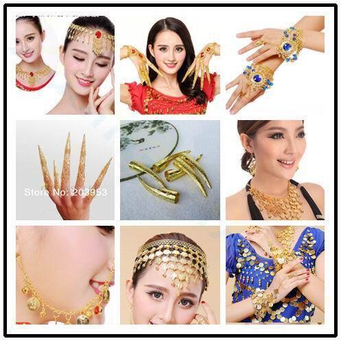 Pulsera de danza del vientre, accesorios de disfraces de danza egipcia, catenaria de mano de danza India, joyería de danza del vientre, pendiente, collar, accesorios