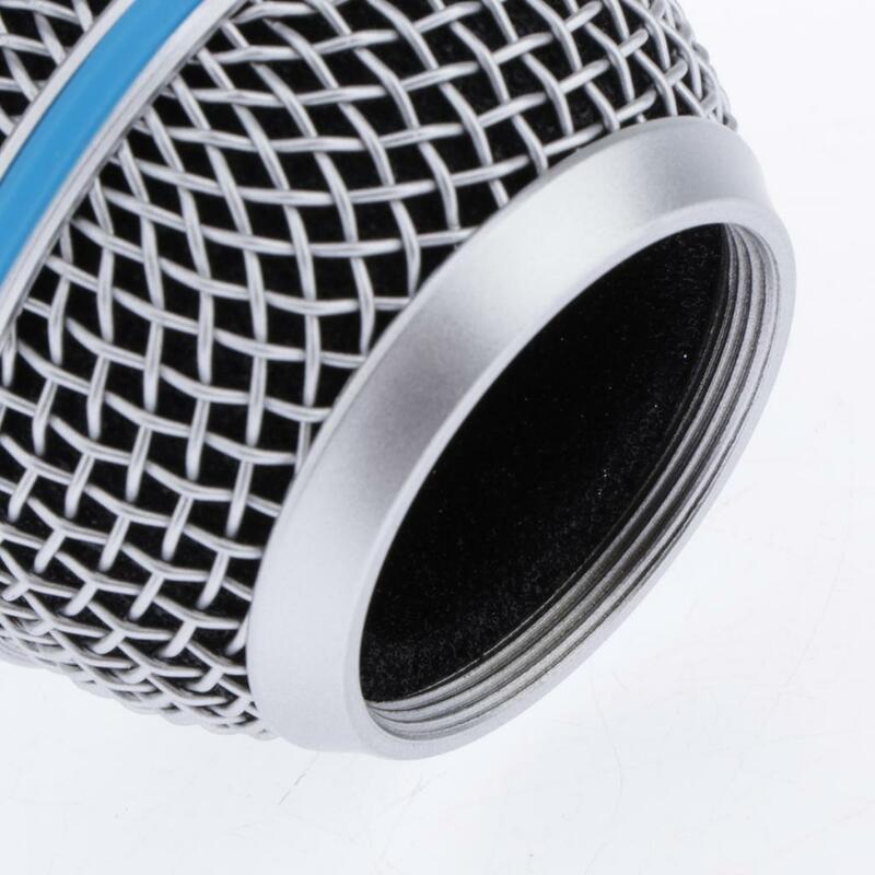 Parrilla de micrófono de malla de acero azul de repuesto, cabezal de repuesto, accesorio de piezas de bricolaje