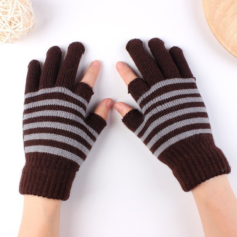 Winter Women Gloves Quality Hot Saled Stretch Stylish Warm Fashionable Striped Cold-Proof Knitted Glove Womens Chic Comfortable