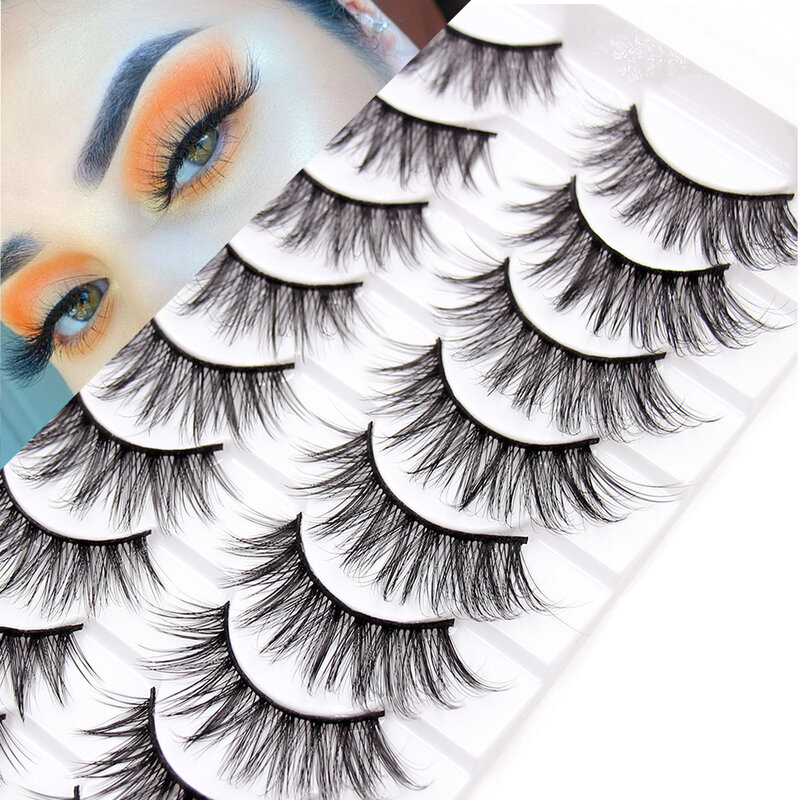 Faux-cils en Faux vison 3D, 5/10/16 paires, doux et clairsemés, Volume naturel, longs, réutilisables, maquillage des yeux