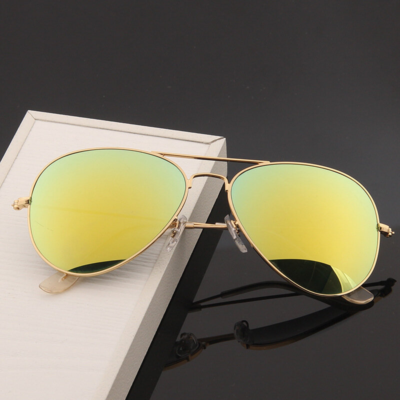 Gafas de sol de aviación de doble puente para hombre y mujer, lentes con marco de aleación, espejo, UV400, novedad de 2024