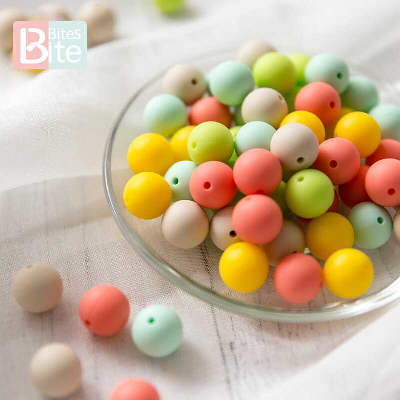 50pcs 12mm Baby Teether Silicone Beads Diy Pacifier Chain Bracelet Bpa Free Chewable Round Silicone Bead Accessories For Newborn