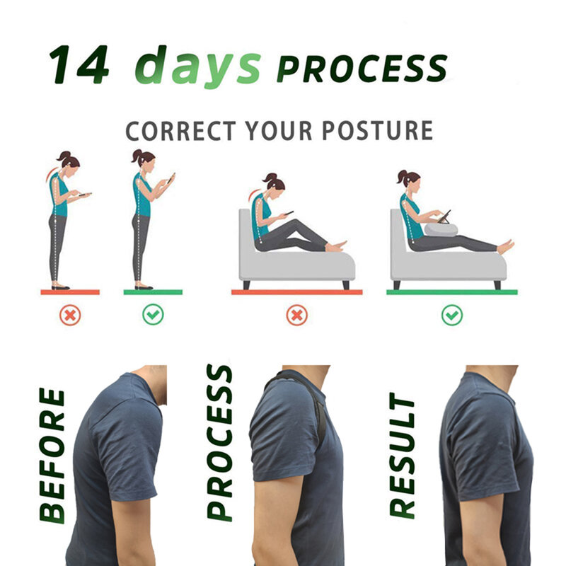 Unisex ajustável postura corrector, clavícula, coluna, parte superior das costas, ombro, lombar postura correção