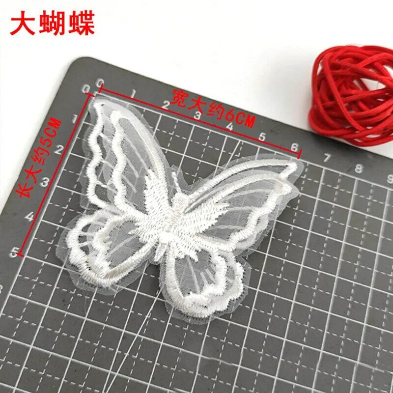 20 pz/lotto 3D doppio strato Organza ricamo grande farfalla Applique tessuti fai da te copricapo da sposa cucito accessori di abbigliamento