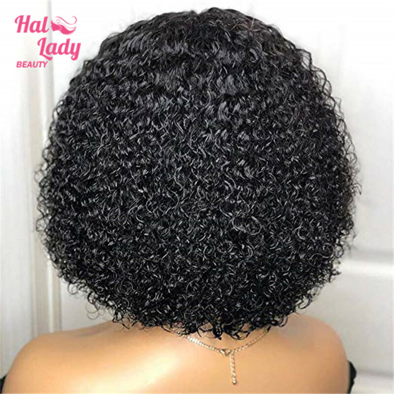 Halo Lady beauté 13*4 perruque de Bob bouclés profonds pré-cueilli brésilien dentelle avant perruques de cheveux humains pour les femmes afro-américaines Remy 150% 1B