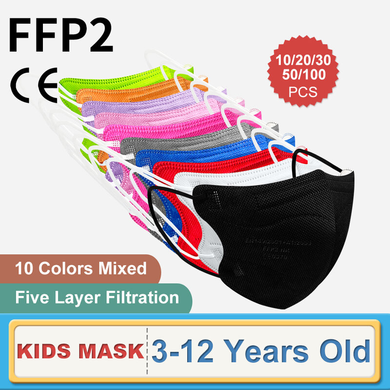 Kids Ffp2mask KN95 Mascarilla Infantil 5 Laag Beschermende FFP2 Goedgekeurd Masker Ademend Mond Ce Gezichtsmasker Kinderen FPP2 Maskers