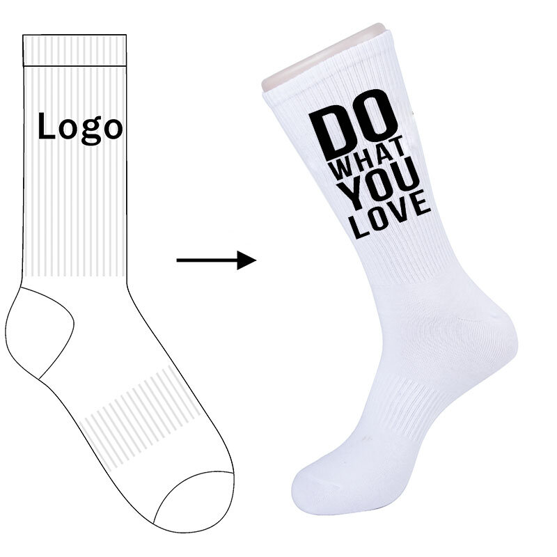 OEM Nach Maß Print Logo Eigenen Designer Luxus Baumwolle Sport Frauen Sox Glückliches Baby Socken Lustige Crew Stickerei Männer Socke