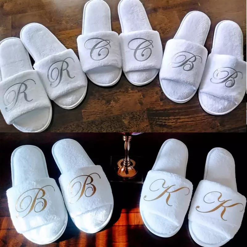 Zapatillas personalizadas con iniciales de dama de honor para boda, nombre personalizado, despedida de soltera, regalos de fiesta